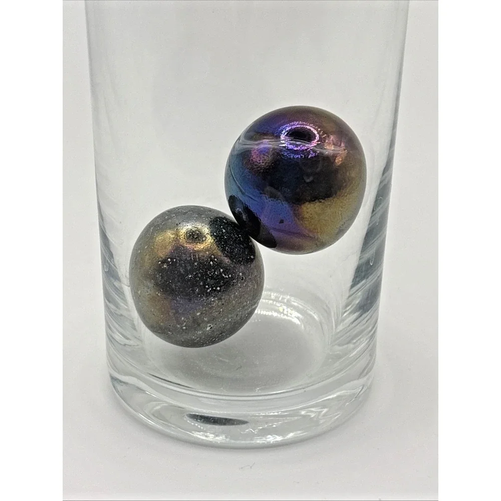 2 Shooter‎ Marbles Silver Metallic Base Iridescent Finish Oil Slick 1